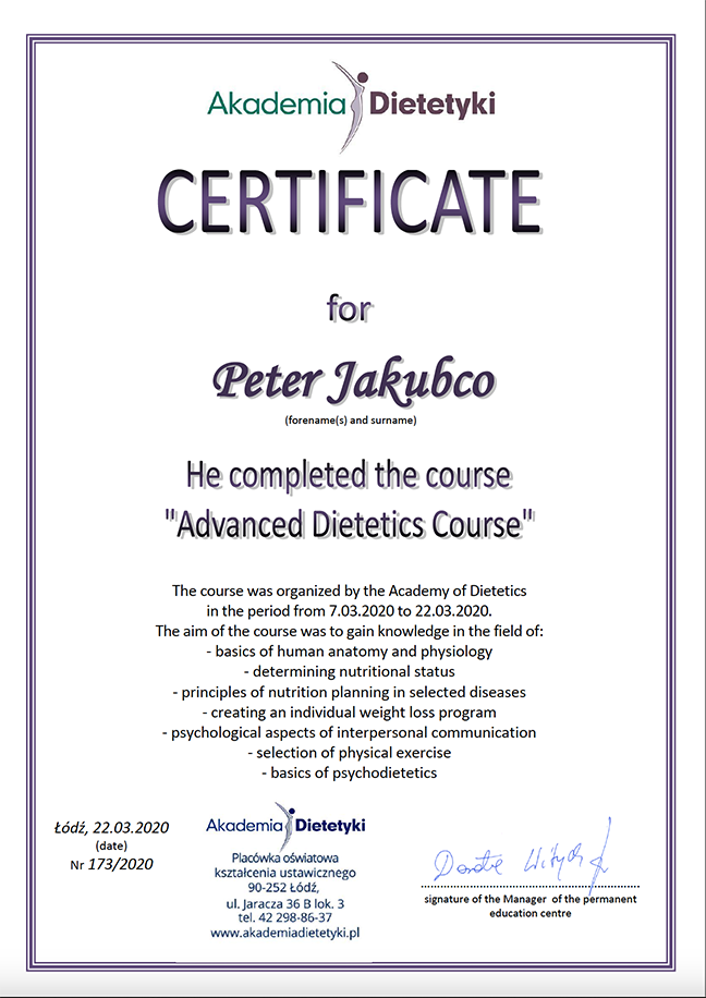 Certificate advanced level
